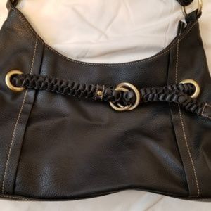 Nine West Shoulder Bag Black Braided Detail EUC